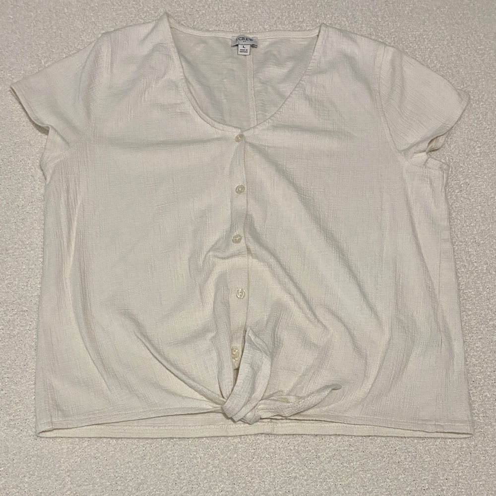 J. Crew Cream Button-Down/Front Knot Women’s Top